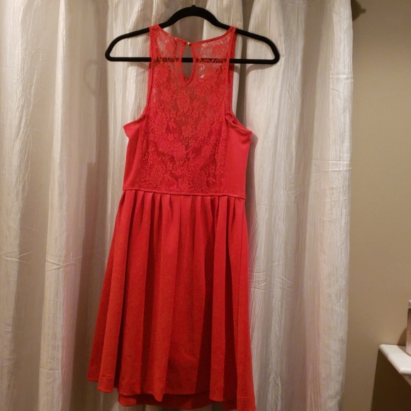 Red lace fit and flare Lauren Conrad dress - Picture 4 of 5